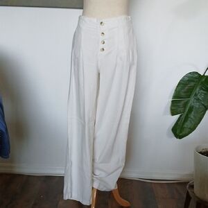 Sincerely Jules Cream Linen Blend Wide-Leg Pants